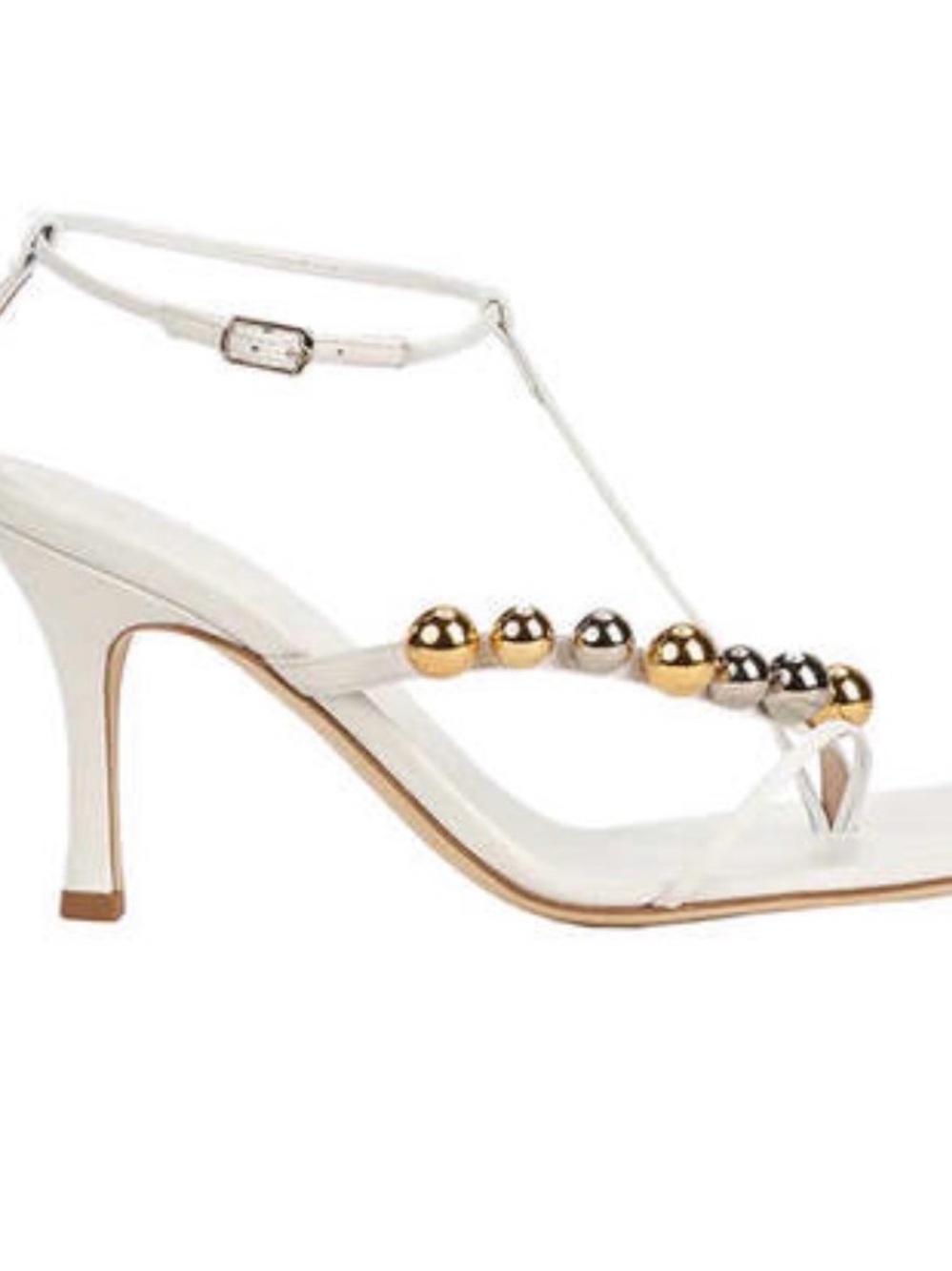 A.W.A.K.E. Mode (Awake mode) Delta White Studded Asymmetrical Sandals - Picture 2 of 9